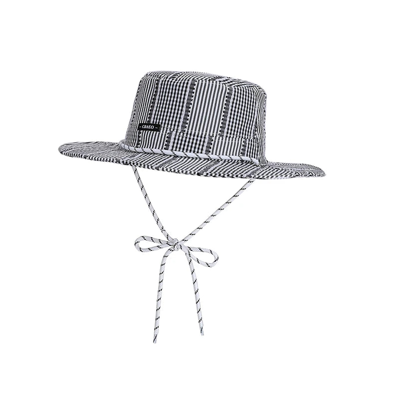 6149-Spring and Summer Women's Casual Fashion Striped Fisherman Hat for Beach Trips with Large Brim for Sun Protection
