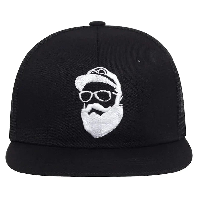 Unisex Uncle Beard Embroidery Hip-hop Net Hats Outdoor Adjustable Baseball Caps