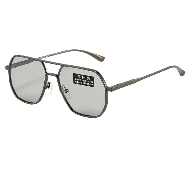 New Metal Polarized Double Beam Photochromic Sunglasses for Men Drive Night Vision Glasses Fashion Shade for Men Women