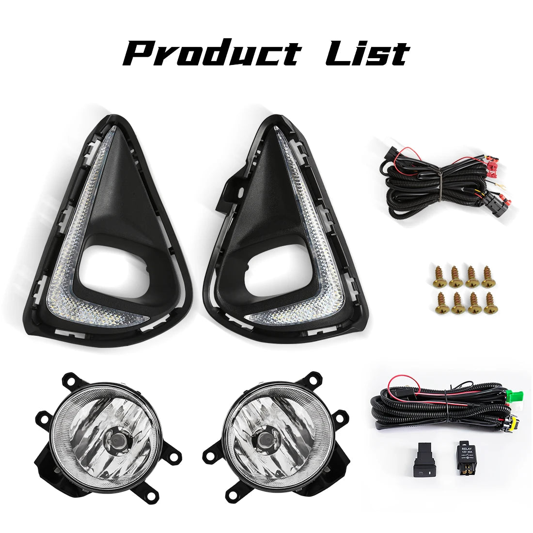 For Toyota Corolla Axio 2018 2019 2020 2021 Led Fog Lamps DRL Daytime Running Lights Front Bumper Headlights Halogen Covers Wire
