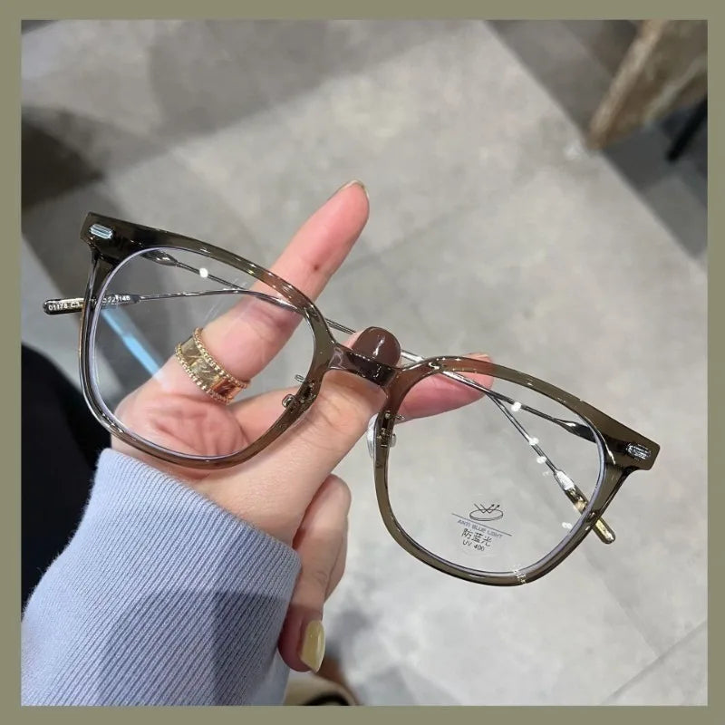 Outdoor Photochromic Anti Radiation Shades Glasses for Woman Man Square Metal Frame Transition Anti Radiation Eyeglasse