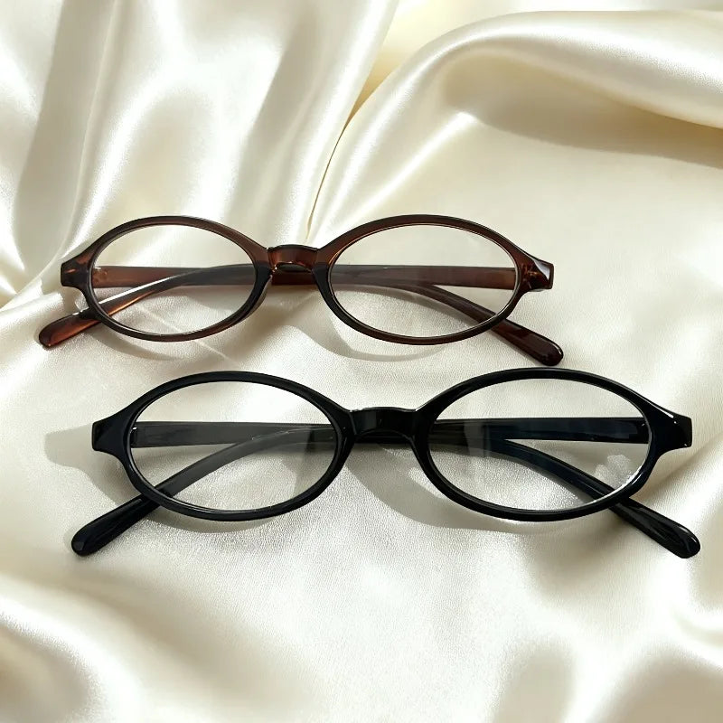 2 Pieces of Women's Y2K Oval Frame Fashionable Glasses Retro Small Frame Decorative Glasses