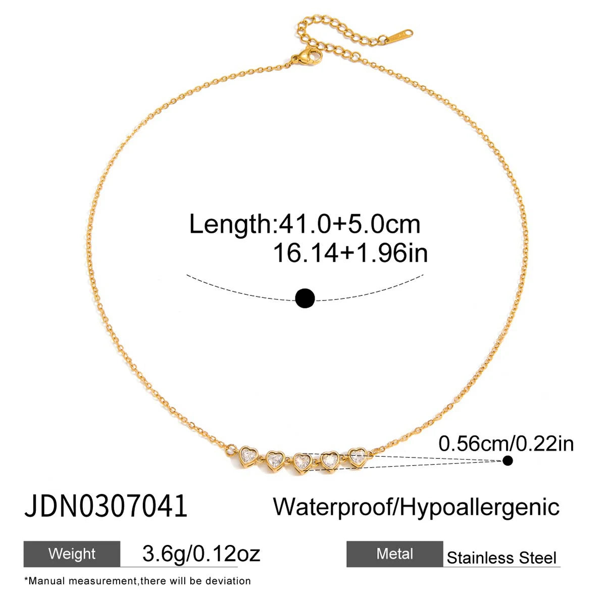 Uworld Delicate Round Rhinestones Bead Chain Necklace For Women 18K PVD Gold Plated Stainless Steel Layered Necklaces Party Gift