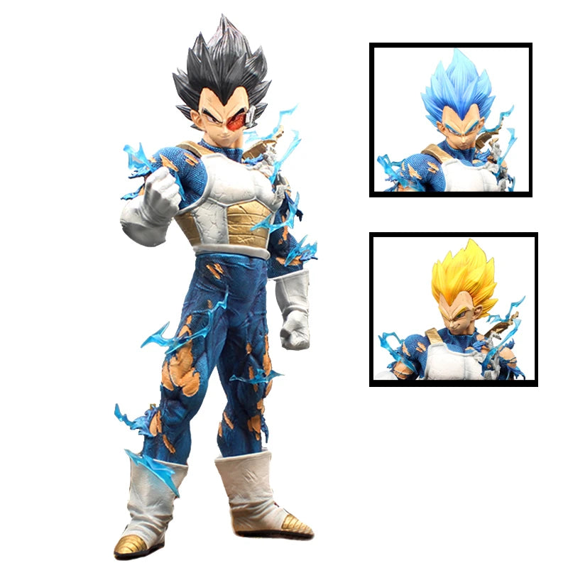 55CM Anime Dragon Ball Vegeta Figure Replaceable Head Vegeta Figurine PVC Action Figures GK Statue Collection Model Toys Gifts
