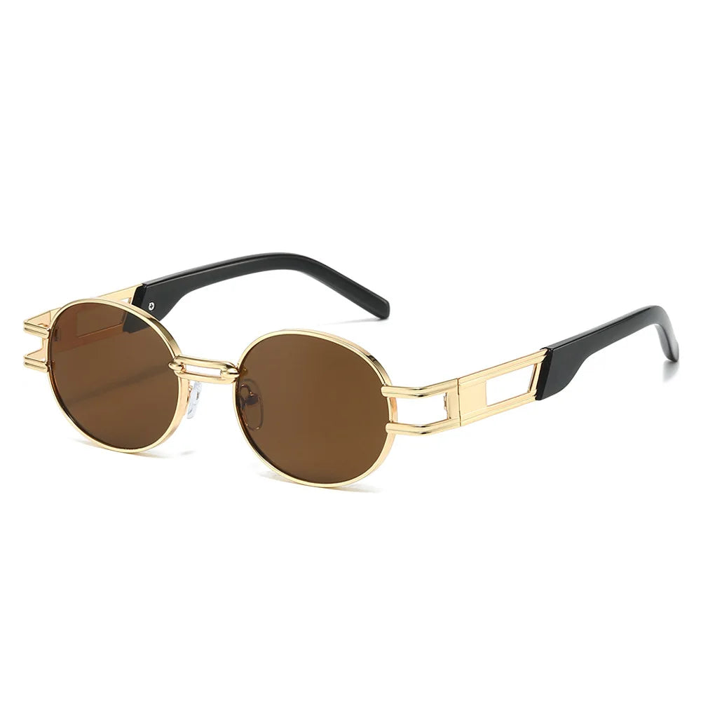 JNPCXI New Metal Steampunk Brand Sunglasses Women Luxury Metal Round Punk Fashion Men Sun Glasses Trend Designer Eyewear UV400
