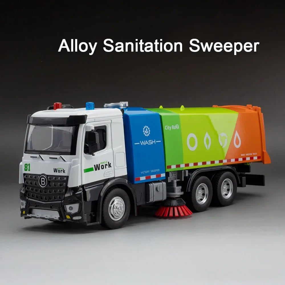 Simulated Alloy Diecast Car Model Toy Sprinkler Sweeper Engineering Sanitation Cars Model Decoration Children Birthday Toys Gift