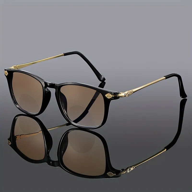 2PCS Retro Bifocal Reading Glasses Unisex Stylish Square Frame Spring Hinge Design 1.0 To 4.0x Magnification Retro Glasses