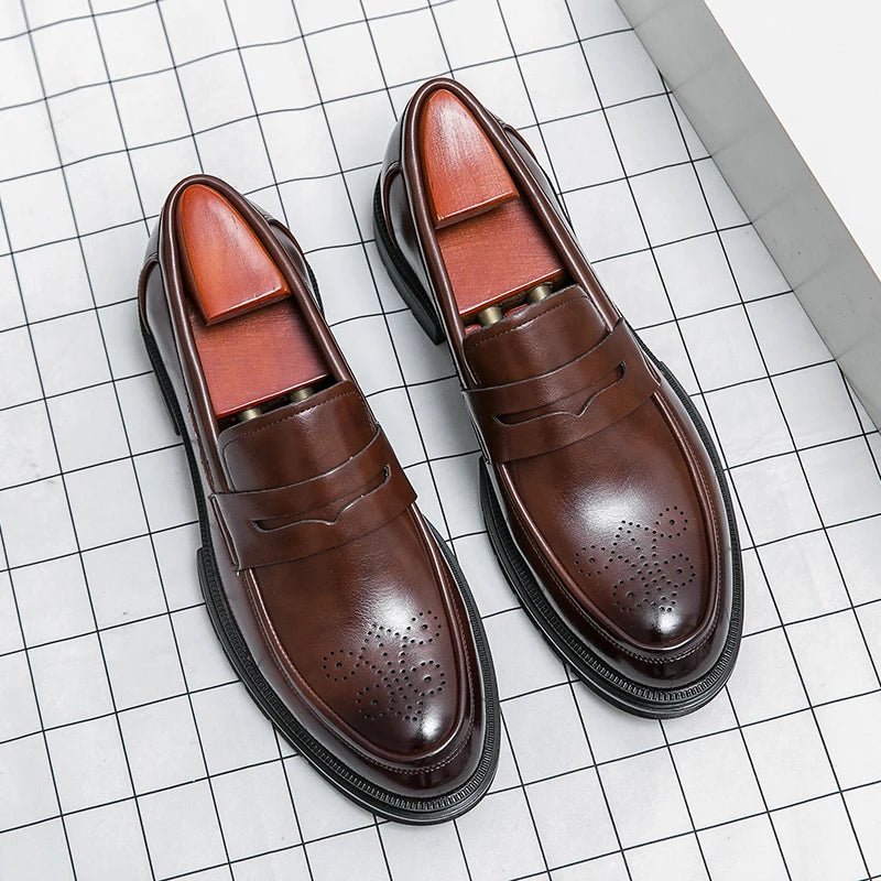 Men's Dress Shoes Retro Casual Business Leather Shoes Men Office Loafers Formal Social Brogues Wedding Leather Shoes For Men