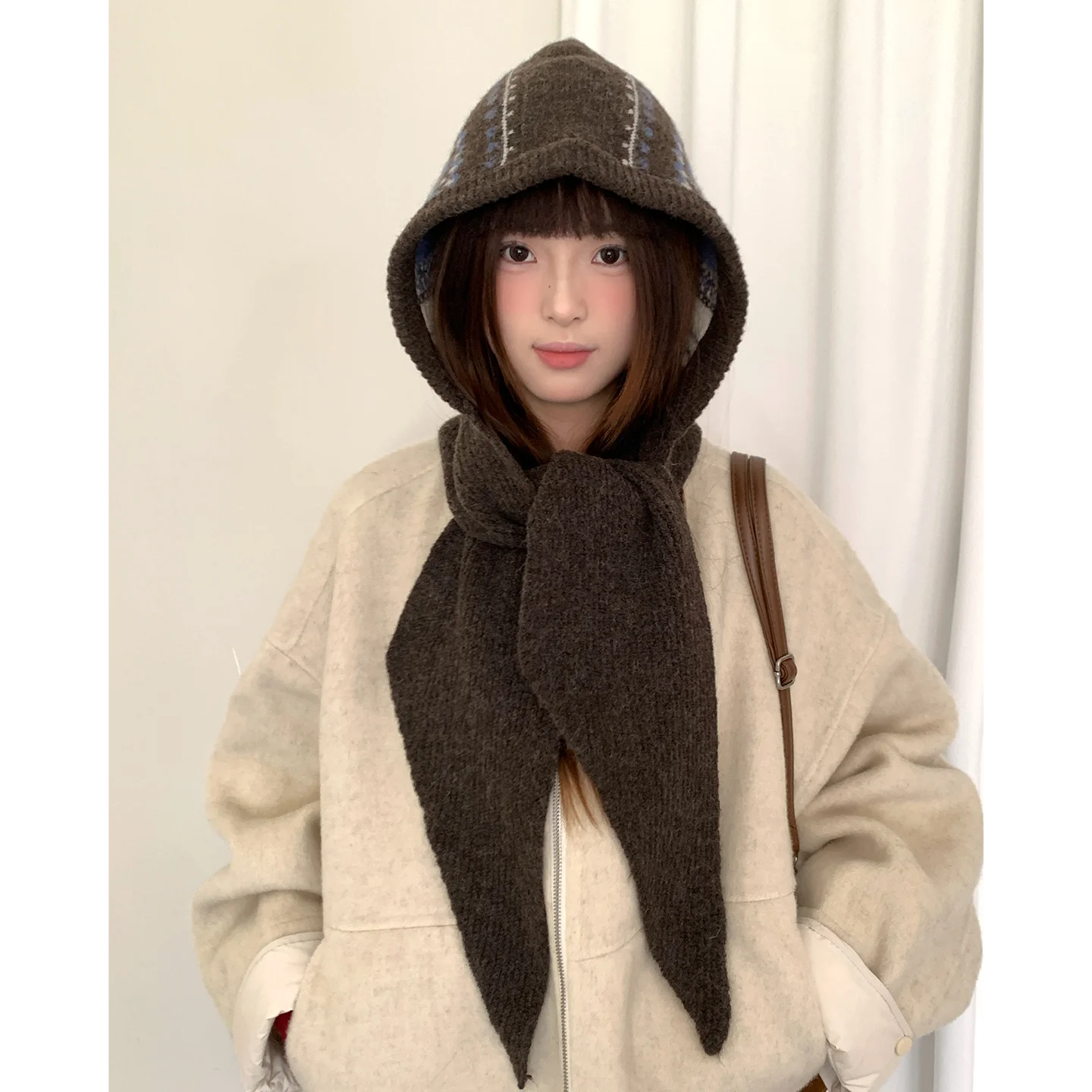 Retro Fair Lsle Knit Beanie With Scarf For Women Winter
