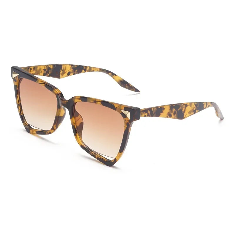 JNPCXI New Rainbow Cat Eye Sunglasses Female Leopard Grain Rice Nail Rainbow Color Women eye glasses frames for Women
