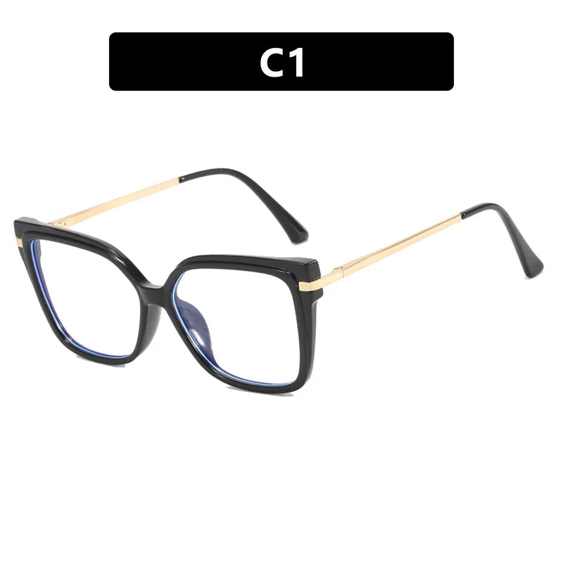 JNPCXI New Retro TR90 Square Women Glasses Frame Double Colors Fashion Leopard Clear Anti-blue Light Optical Eyeglasses