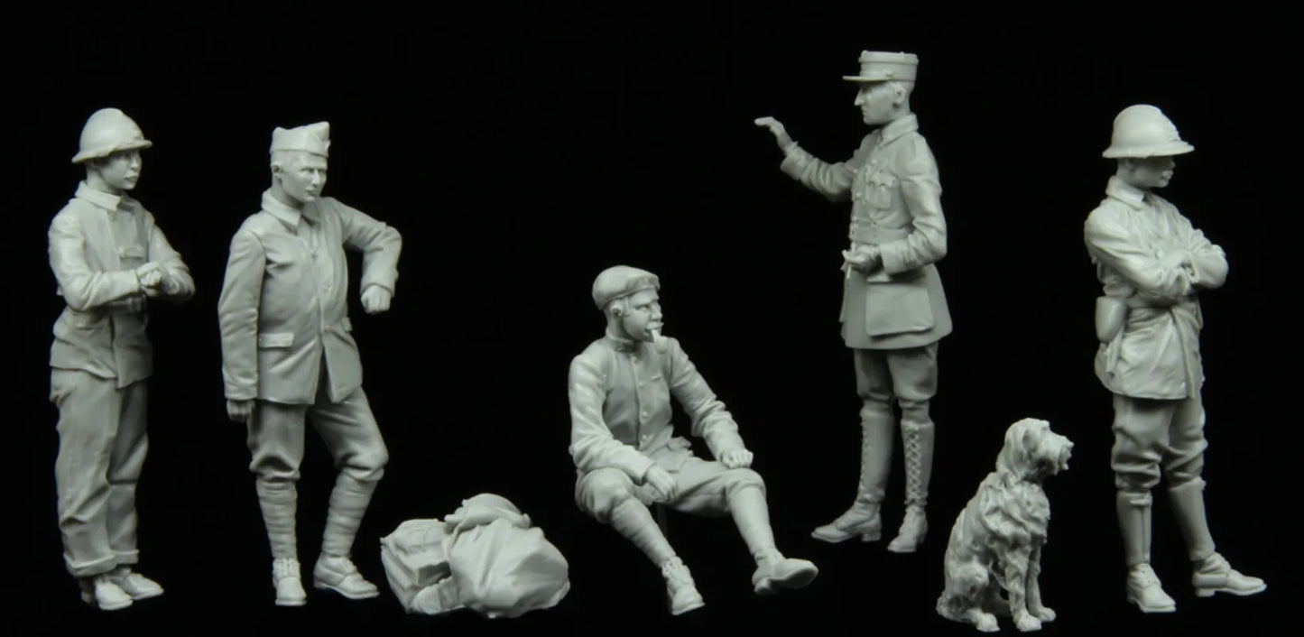 1/35 French Crew WWI 5Person Military Garage Self-Assemble Unpainted N550 Figure
