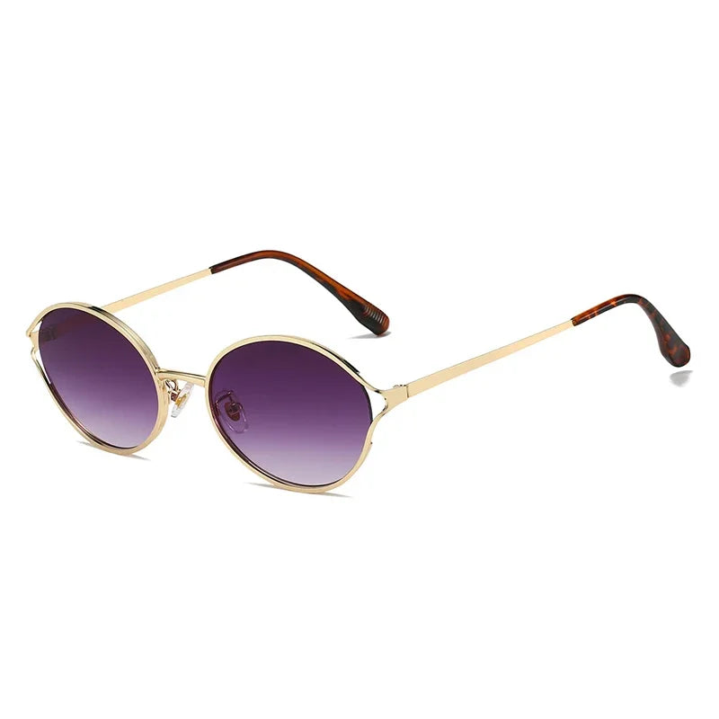 JNPCXI New Retro Round Metal Men Sunglasses Fashion Clear Gradient Punk Women Sun Glasses Shades UV400