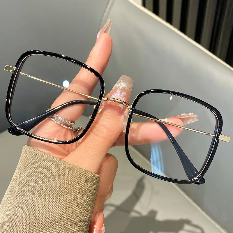 Stylish Square Full-Rim Glasses with Clear Blue Light Blocking Lenses, Perfect for Daily Use, Office, and Study