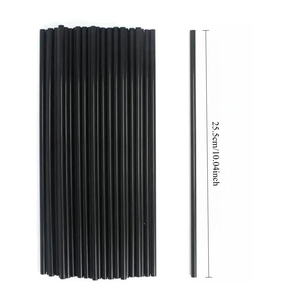 100Pcs Black Drinking Straws 7mm*255mm Plastic Straws Bar Cocktail Kitchen Wedding Party Beverage Straws Accessories