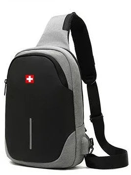 SWISS Men's Chest Bag Solid Color Outdoor Casual Fashion Shoulder Crossbody Bag