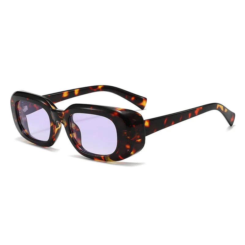 JNPCXI Fashion Square Sunglasses Women Shades UV400 Retro Leopard Tea Men Trending Sun Glasses