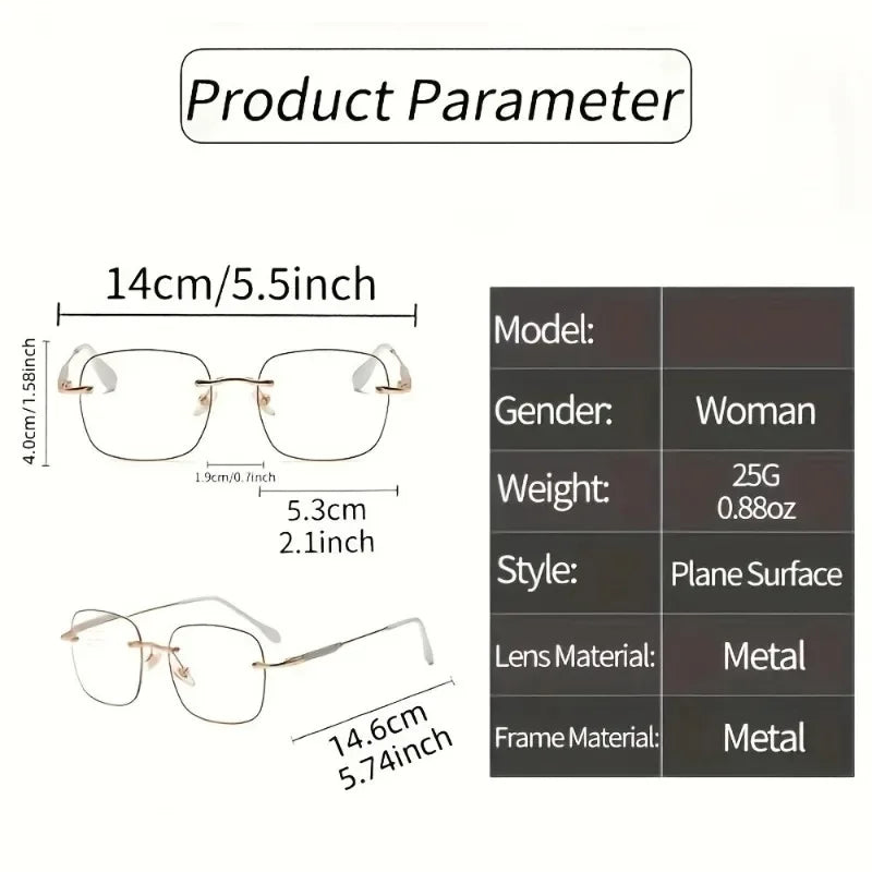 Anti-blue Light Glasses Women Shiny Anti Radiation Glasses Retro Rimless Frame