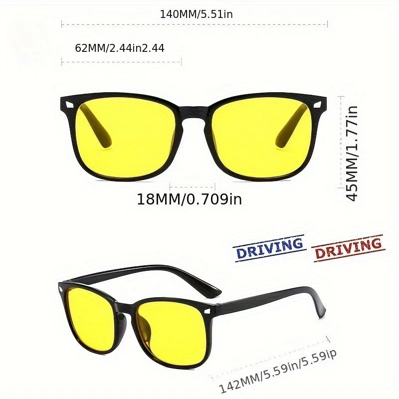 Anti Blue Light Yellow Lens Glasses Y2k Polarized Sunglasses Men Night Vision Glasses for Driving Square Plastic Glasses for Men