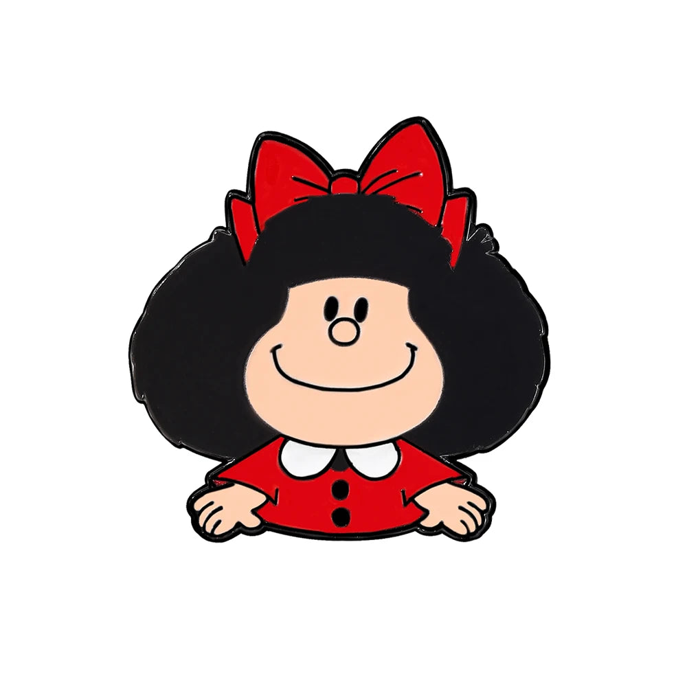 5 Pcs Animation Mafalda Individuality Brooch Cute Character Enamel Pin Backpack Clothing Jewelry Metal Badge Accessories Gift