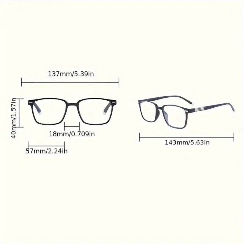 5pcs Classic Square Reading Glasses Comfortable Fashionable Bifocal Eyeglasses for Men and Women