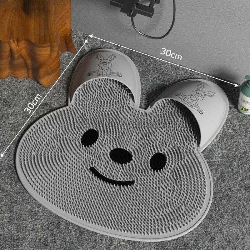 1pc,Rabbit Shape Bathroom Shower Anti Slip Mat, Circular Massage Foot Mat, Foot Scrubber, Back Scrubber, Anti Fall Device