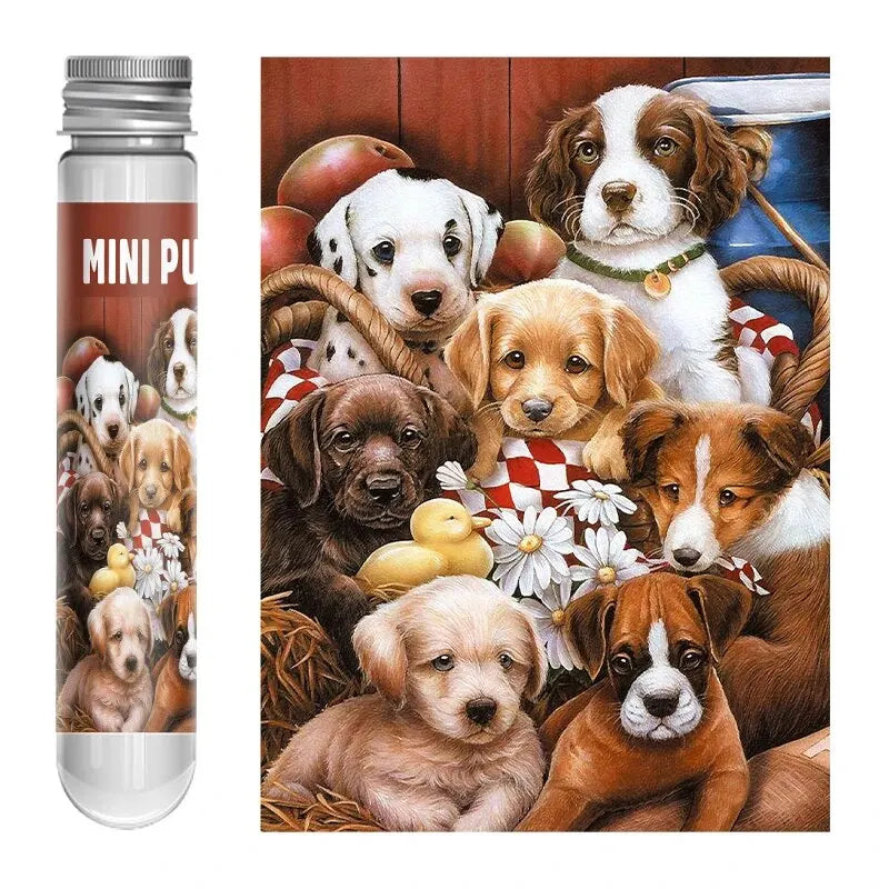 Mini Test Tube Puzzle 150pcs Deer Dogs Jigsaw Puzzle Decompress Toy Educational Family Game