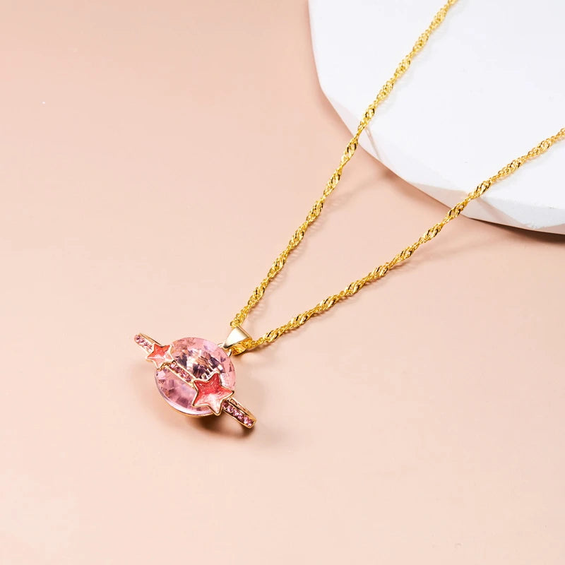 Luxury Fashion Crystal Planet Star Necklace for Women Elegant Exquisite Shiny Zircon Choker Clavicle Chain Party Jewelry Gift