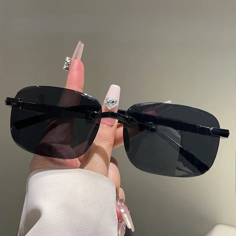 Outdoor Cycling Goggles Sleek Fashion Square Glasses Rimless Sunglasses Versatile Modern Frameless Eyewear For Cycling City