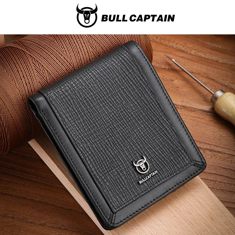 BULLCAPTAIN Men's Genuine Leather Wallet Business Casual Cash Clip Multifunctional RFID Antimagnetic Multi-Card Slot Coin Purse