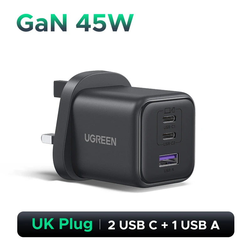 45W GaN Charger PD3.0 PPS QC3.0 USB C Fast Charger Samsung S25 S24 iPhone 16-14