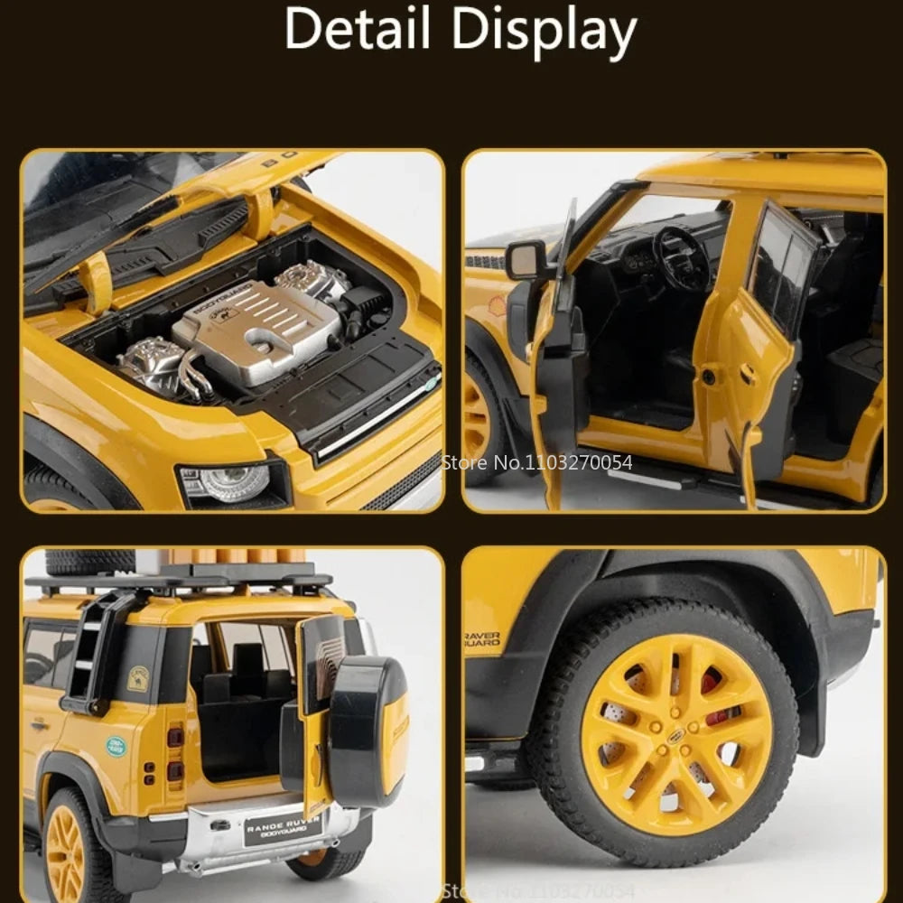 Large 1/18 Land Rover Defender 110 Camel Cup Graffiti Bay Alloy Diecast Model Toy 6 Door Can Opened Rubber Tire Vehicle Boy Gift