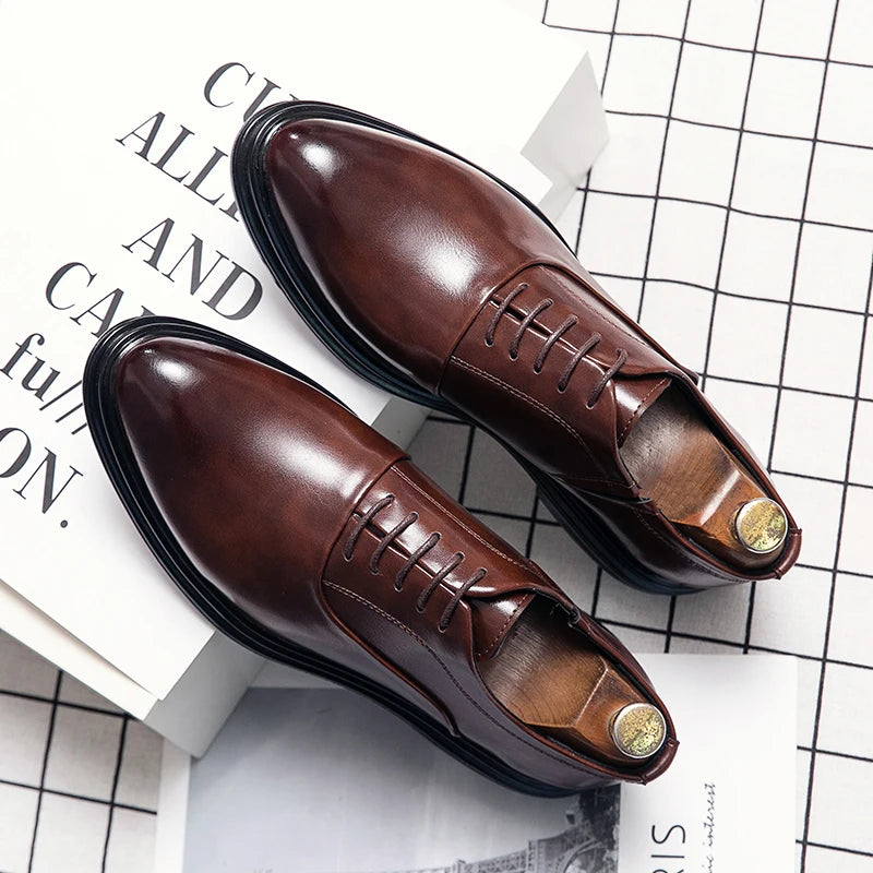 Classic Oxfords Leather Shoes Men Retro Men's Dress Shoes Casual Business Social Brogues Wedding Leather Shoes Male