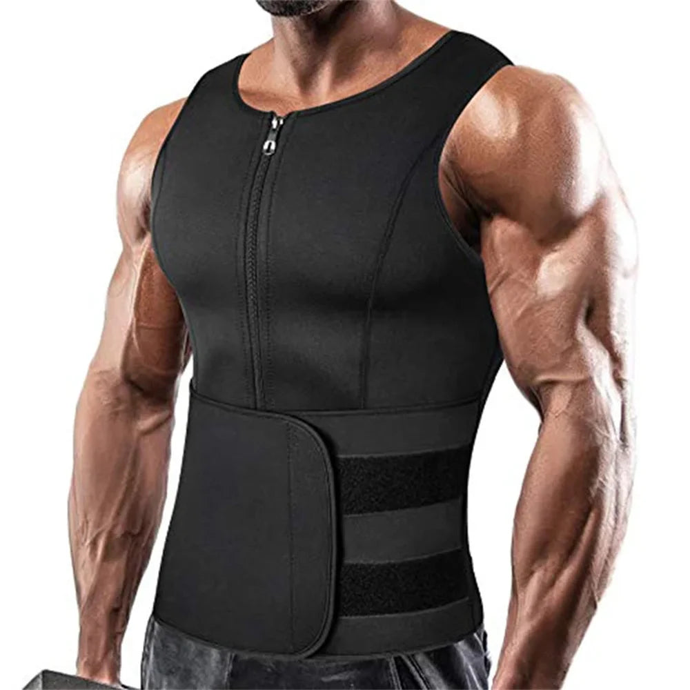 Men’s Compression Sauna Vest Slimming Body Shaper Tank Top for Workout Fitness