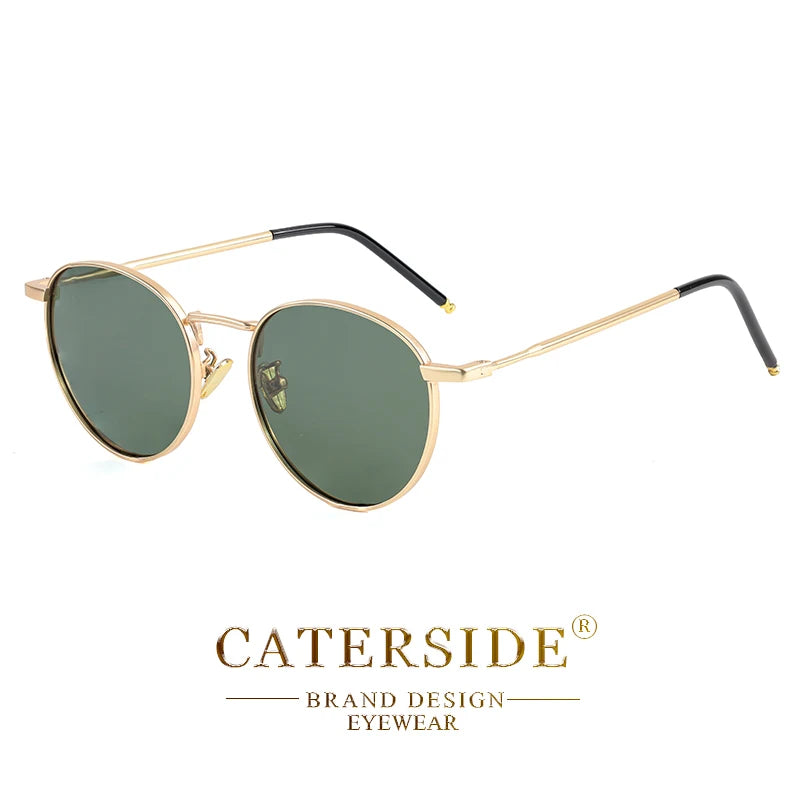 CATERSIDE New Retro Round Polarized Sunglasses Men Metal Small Frame Punk Sun Glasses Women Fashion Party Outdoor Driving UV400