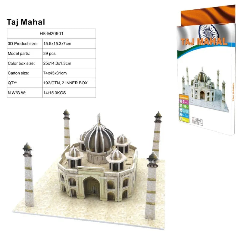 3D World-famous Architectural Puzzle Big Ben Pisa Tower White House Kindergarden Toy Children Classroom Handmade Gifts Jigsaw