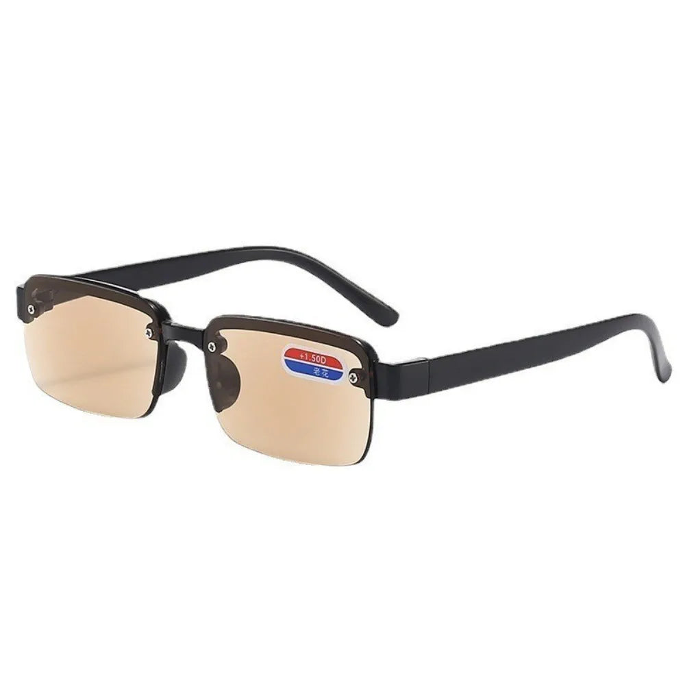+100 To +400 Half-Rim Reading Glasses Men and Women Crystal Glass Lens Presbyopia Glasses with Grade