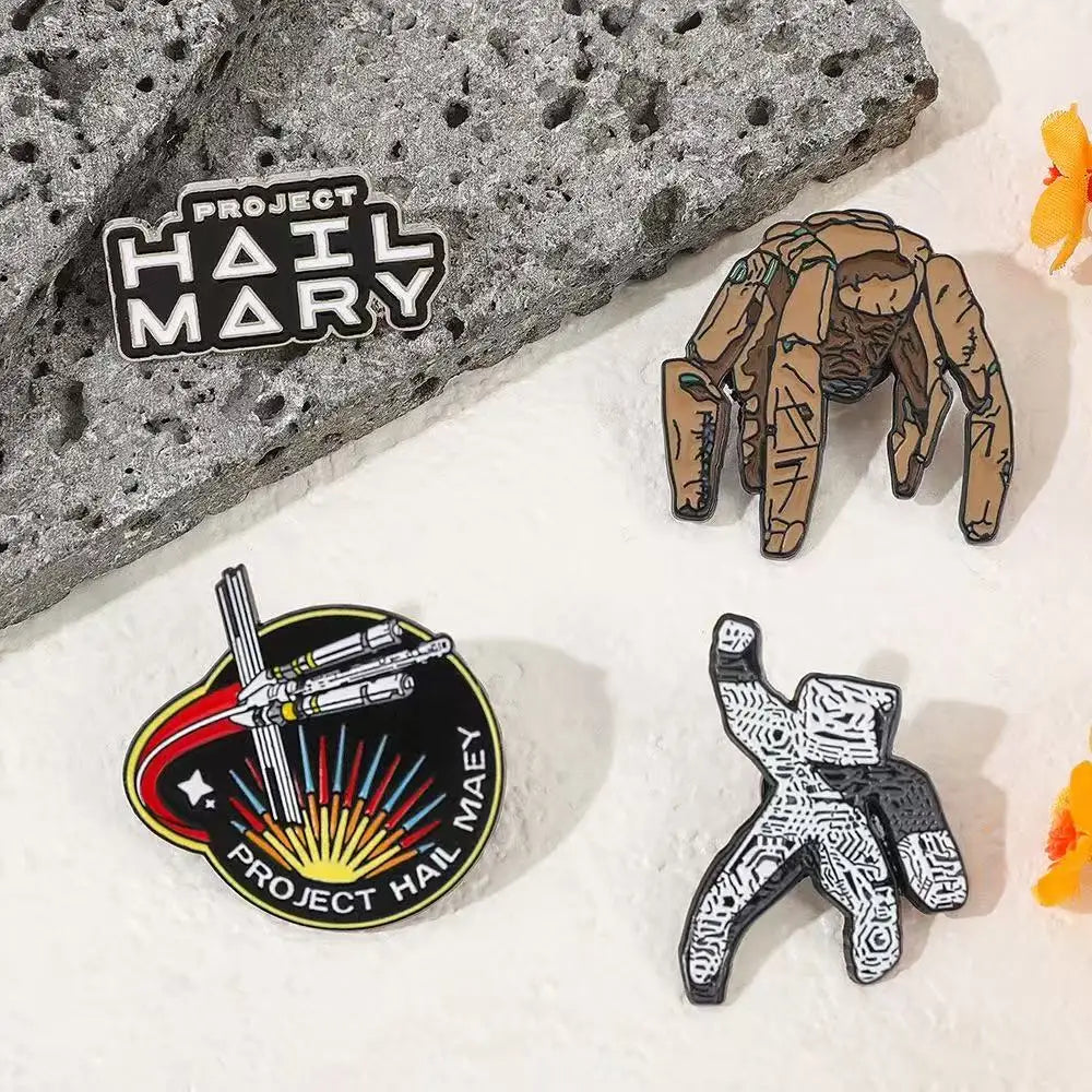 4psc Sci-Fi Enamel Brooch Set 'Rescue Plan' Inspired Collectible Badge For Backpack Small Gift