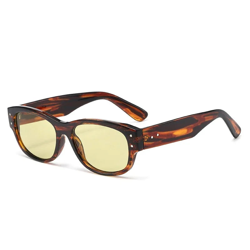 JNPCXI New Square Women Sunglasses Fashion Rivets Leopard Men Gradient Shades UV400 Sun Glasses