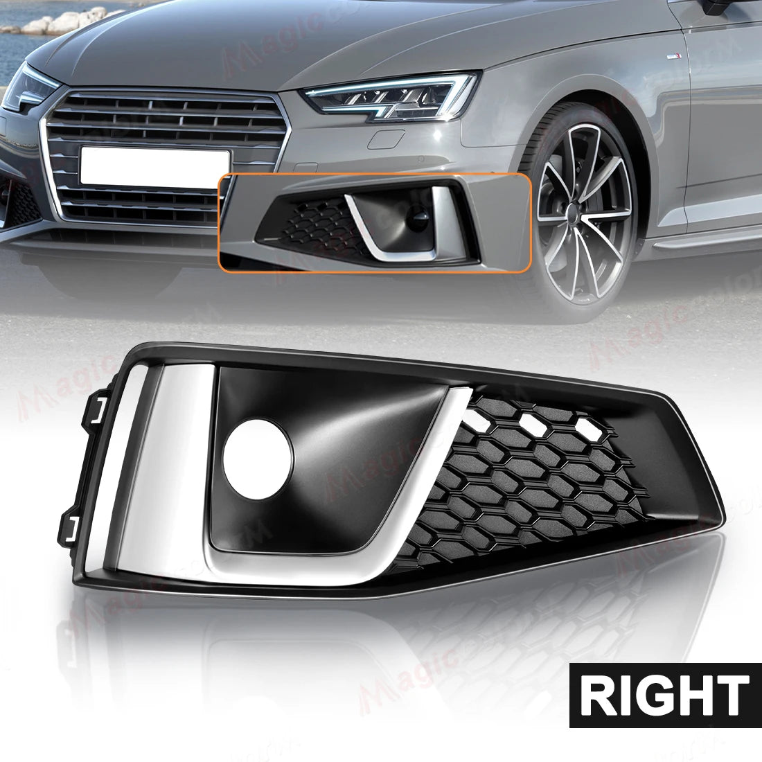 For Audi A4 B9 S-LINE S4 2018 2019 2020 Car Fog Lamps Cover Front Bumper Foglight Grille Grill Accessories 8WD807681J 8WD807682J