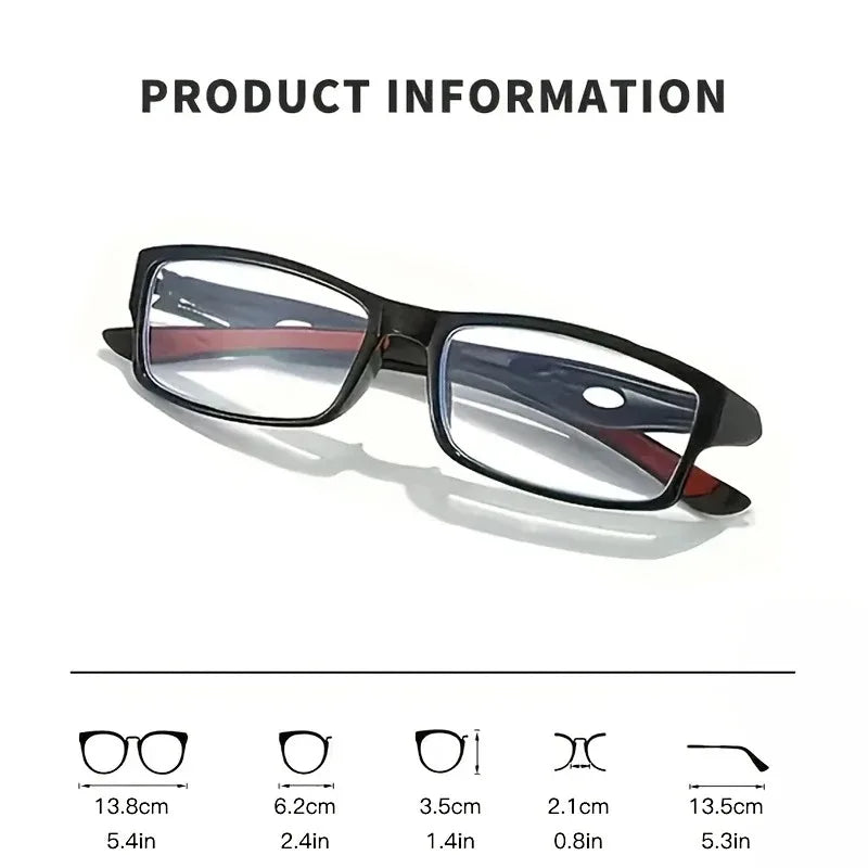 5Pairs of Sports Reading Glasses for Men and Women - Anti Blue Light, Anti Slip Rectangular Frame