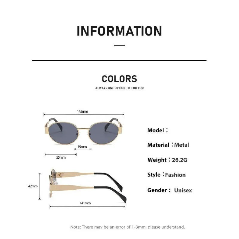 Fashionable Oval Shaped Women's Sunglasses Retro Trendy Outdoor Metal Sunglasses High-quality Classic Men's Glasses