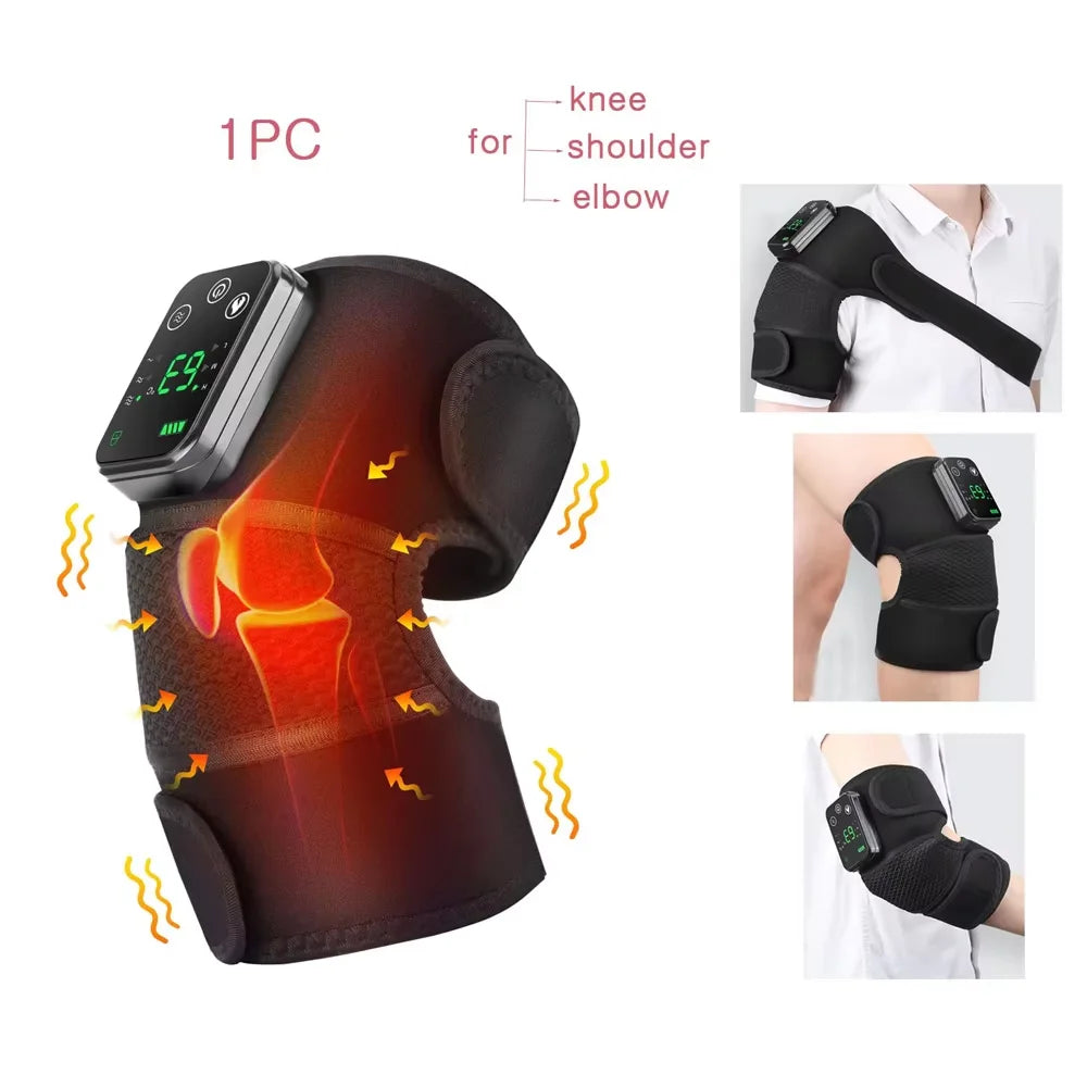 Eletric Knee Heating Massager 3 in 1 Elbow Shoulder Knee Pad Thermal Vibration Support Belt Muscle Relax 3-Speed Heated