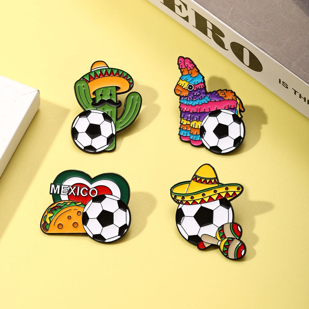 4 PCS Soccer Football Souvenirs As Gifts Trophy Metal Badges Spilla Brooches Pins Personalized Diy Trendy Decorative Accessories