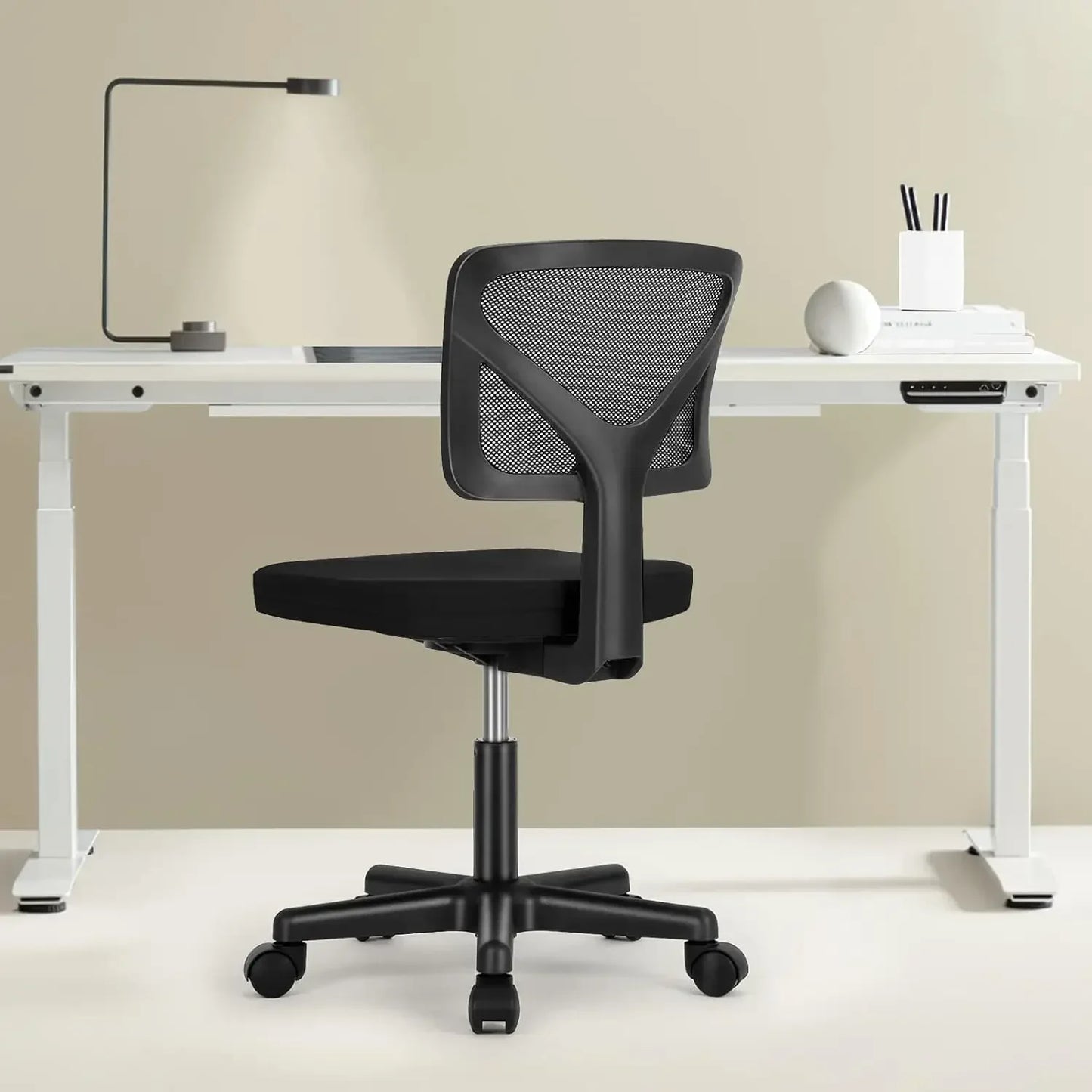 Ergonomic Low Back Computer Chair No Arms, Adjustable Rolling Mesh Swivel Chairs