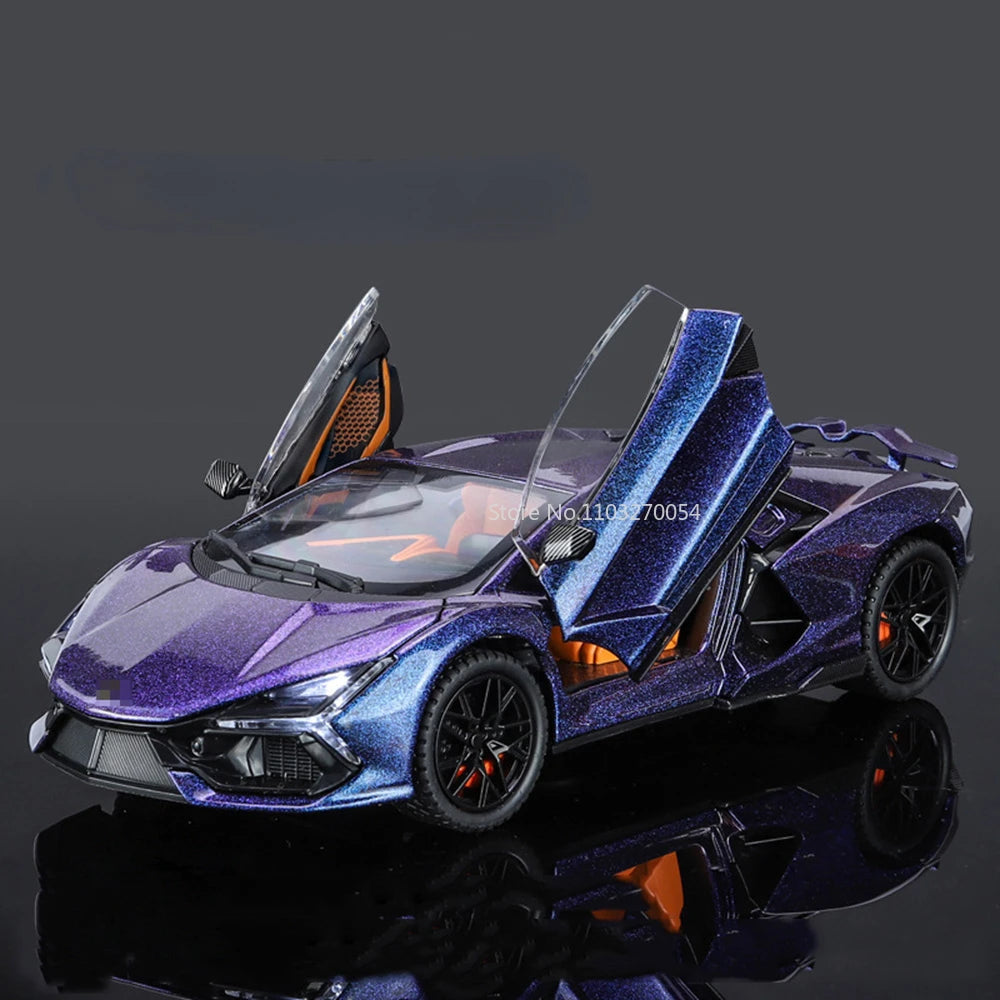 Scale 1/24 Aventador Alloy Diecast Toy Car Model 4 Door Can Opened Rubber Tire Sound Light Full Back vehicle Boy Gift Decoration