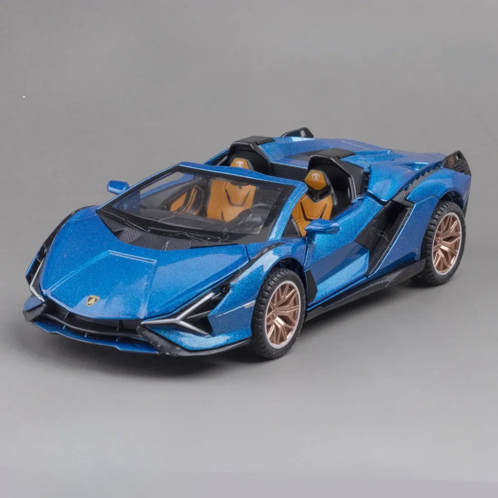 1/32 SIAN SCV12 Toys Car Model Alloy Diecast Sport Cars Metal Body Rubber Tires Doors Opened Sound Light Pull Back Gifts for Kid