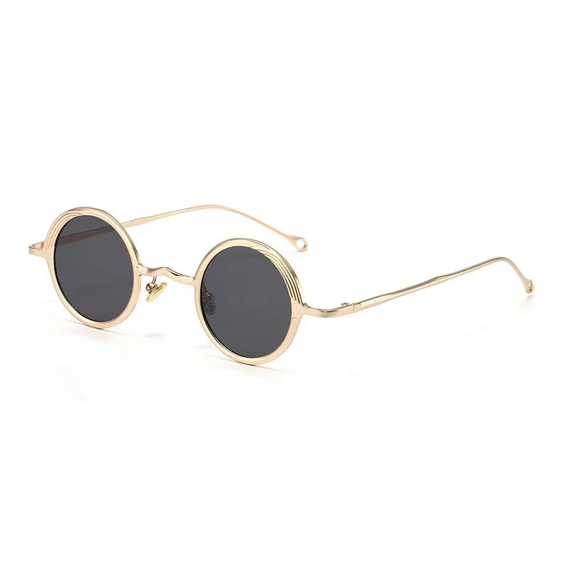 JNPCXI Retro Polarized Classic Metal Small Round Punk Men Sunglasses Fashion Clear Anti Blue Light Women Sun Glasses UV400