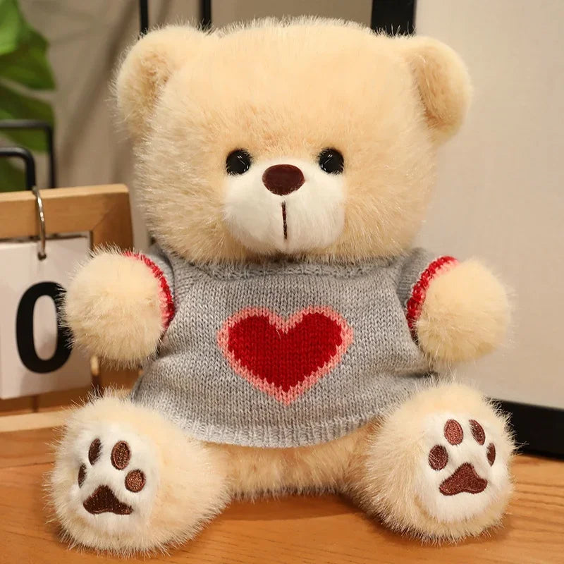 20cm Good Quality Heart Sweater Bear Plush Toys Boys Girls Lovely Cartoon Animals Stuffed Dolls Christmas Birthday Present