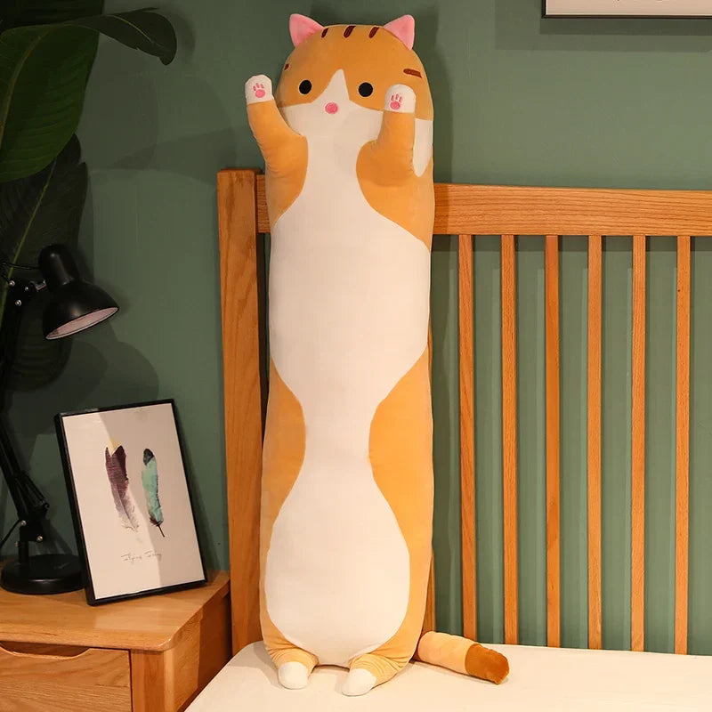 Cute and Soft Long Cat Plush Toy Ultra Kawaii Cat Hug Pillow Body Animal Sleeping Companion Kids Birthday Gift